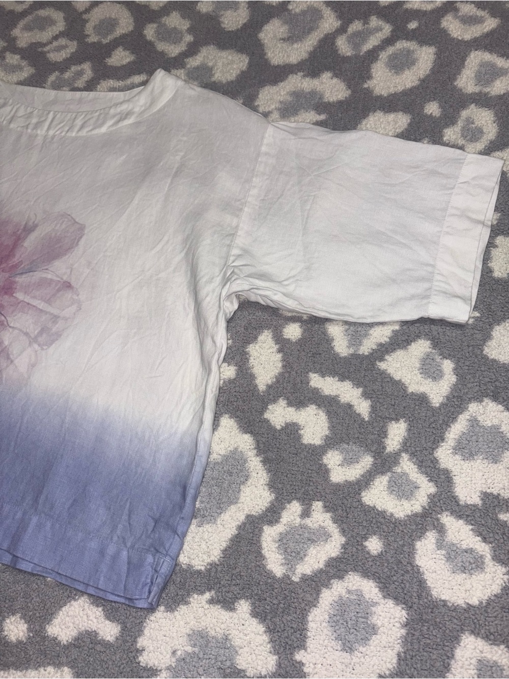 J. Jill 100% Linen White Purple Watercolor Floral Oversized Top Women’s S - Picture 2 of 11